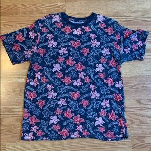 Floral Short Sleeve Tee - Navy and Pink